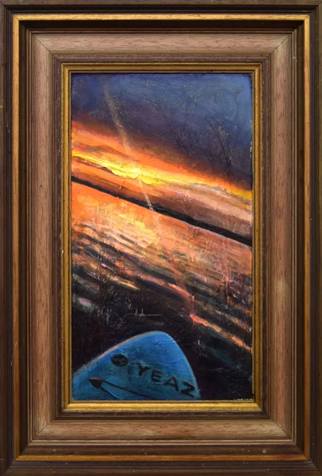 Tessa Wolkersdorfer, Story, 2024, Tusche und Acryl auf altem Bild, 47 x 32 cm