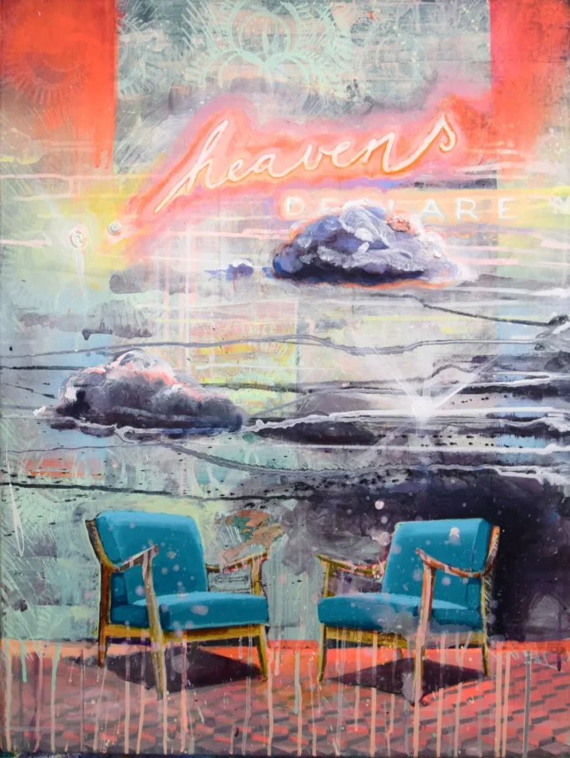 Tessa Wolkersdorfer, heavens declare 3, 2025, Tusche und Acryl auf Leinwand, 80 x 60 cm