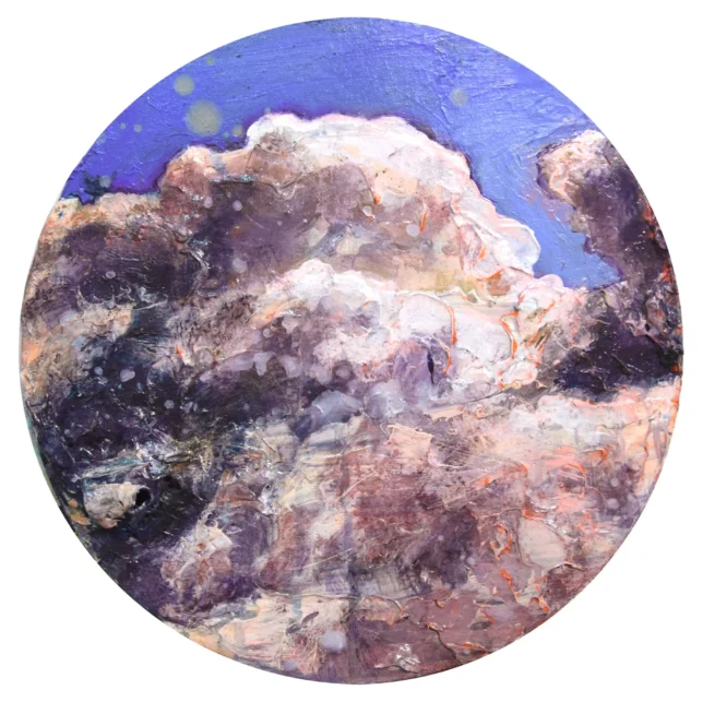 Tessa Wolkersdorfer, heavens declare, 2024, Tusche und Acryl auf Malkarton, ø 30 cm