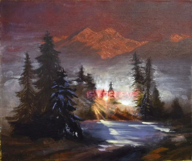 Tessa Wolkersdorfer, if, 2024, Tusche und Acryl auf altem Bild,50 x 60 cm