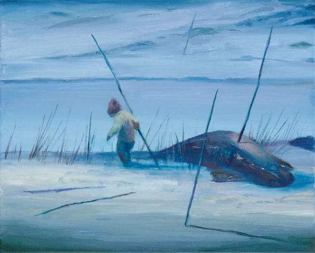 Sebastian Meschenmoser, Fang, 2025, 40 x 50 cm, Öl auf Leinwand