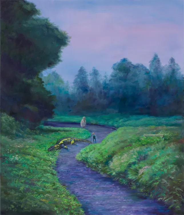 Sebastian Meschenmoser, Fund, 2025, 240 x 120 cm, Öl auf Leinwand