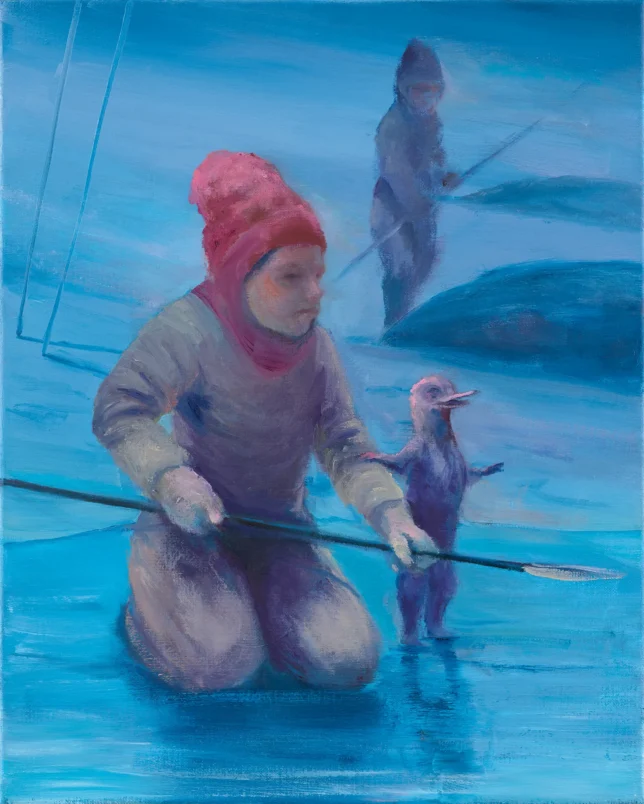 Sebastian Meschenmoser, Jäger, 2025, 50 x 40 cm, Öl auf Leinwand