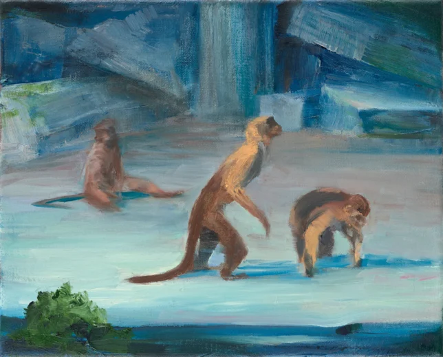 Sebastian Meschenmoser, Tempelaffen, 2025, 25 x 31 cm, Öl auf Leinwand