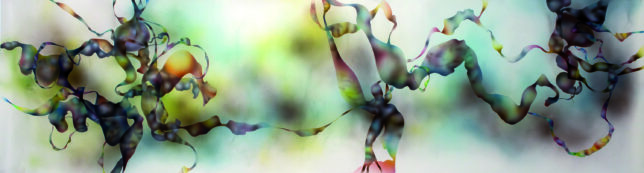 Mison Schreff, chichu, Acryl auf Papier, 2025, 70 x 260 cm