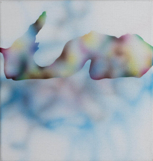 Mison Schreff, Underwater, Acryl auf Leinwand, 2025, 33 x 33 cm