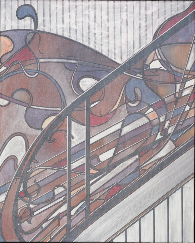 Jan Muche, Nouveau, 2026, 100 x 80 cm, Acryl und Tusche auf Leinwand