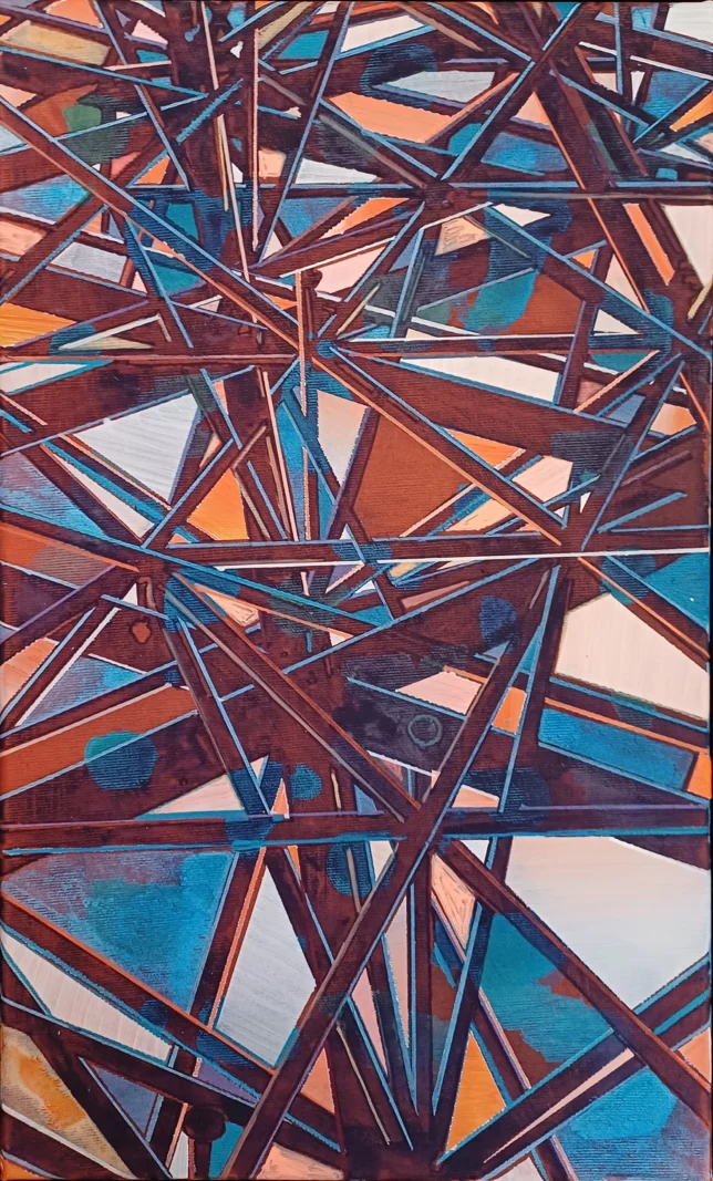 Jan Muche, Orange, 2026, 50 x 30 cm, Acryl und Tusche auf Leinwand