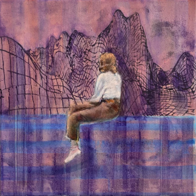 Ballad for Space Lovers, 2025, Tusche und Öl auf Leinwand, 30 x 30cm Isabel Friedrich, Ballad for Space Lovers, 2025, Tusche und Öl auf Leinwand, 30 x 30cm – Galerie Greulich