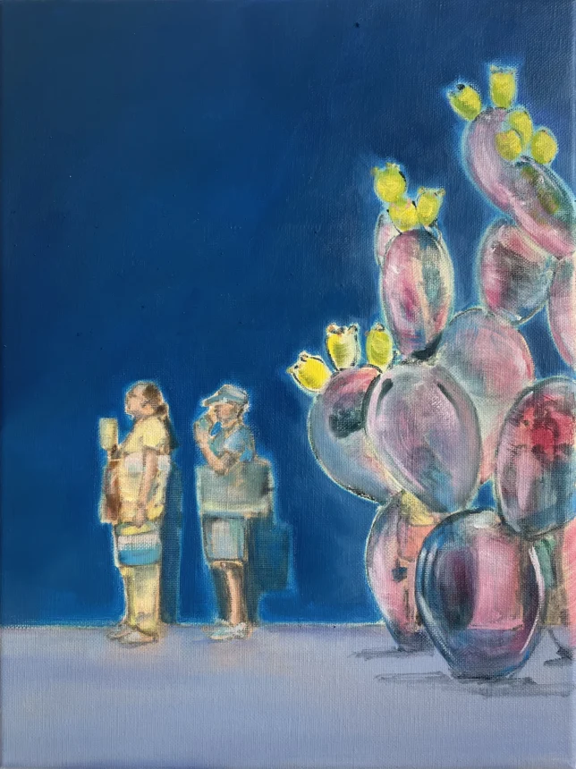 Guppies in Aspik, 2024, Öl auf Leinwand, 40 x 30 cm Isabel Friedrich, Guppies in Aspik, 2024, Öl auf Leinwand, 40 x 30 cm – Galerie Greulich
